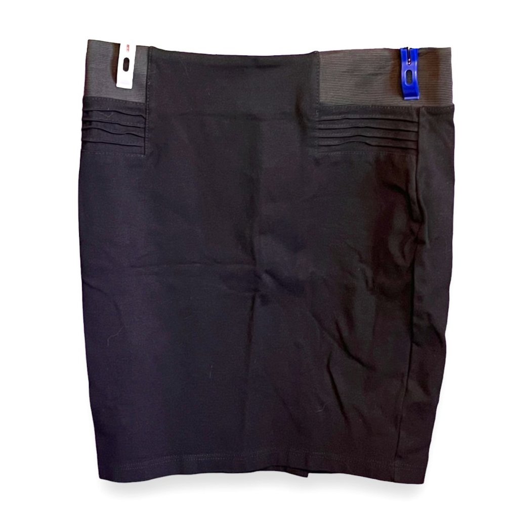 Saphire Red - Black Pencil Skirt Elastic Waist with Ribbed detailing - size XL